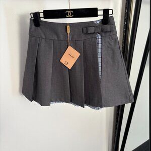 Miu Miu New Checkered Pleated Mini Skirt